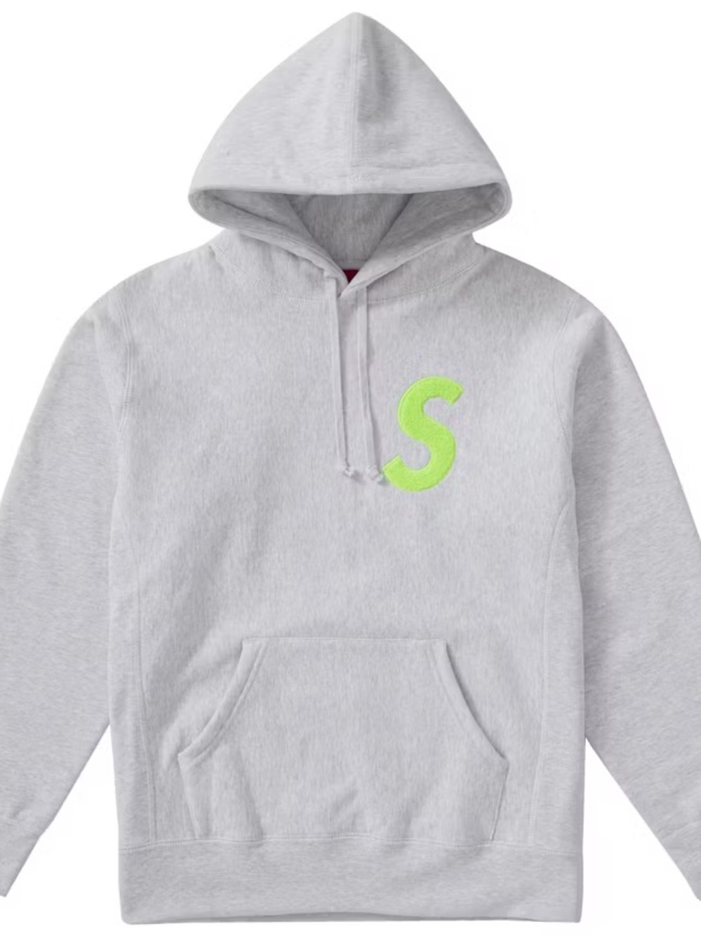 Supreme Gray Pullover Hoodie Adult M Cotton Heavyweight Neon Green S Logo (FW19)
